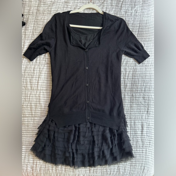 Black Distressed Ruffle Cardigan - Picture 4 of 10